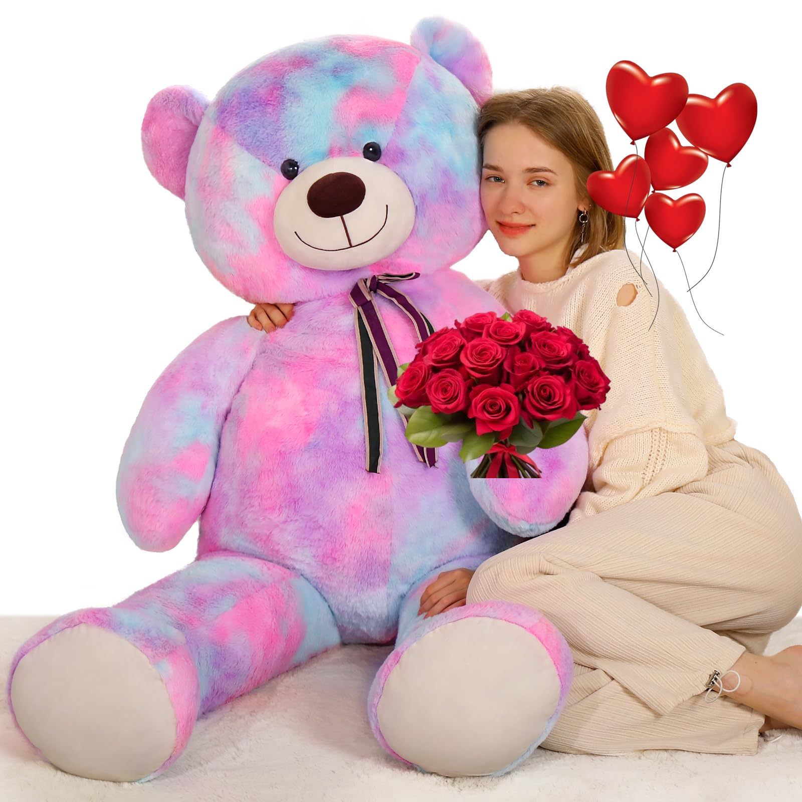 Tezituor Big Teddy Bear,Giant Rainbow Purple Teddy Bear Stuffed
